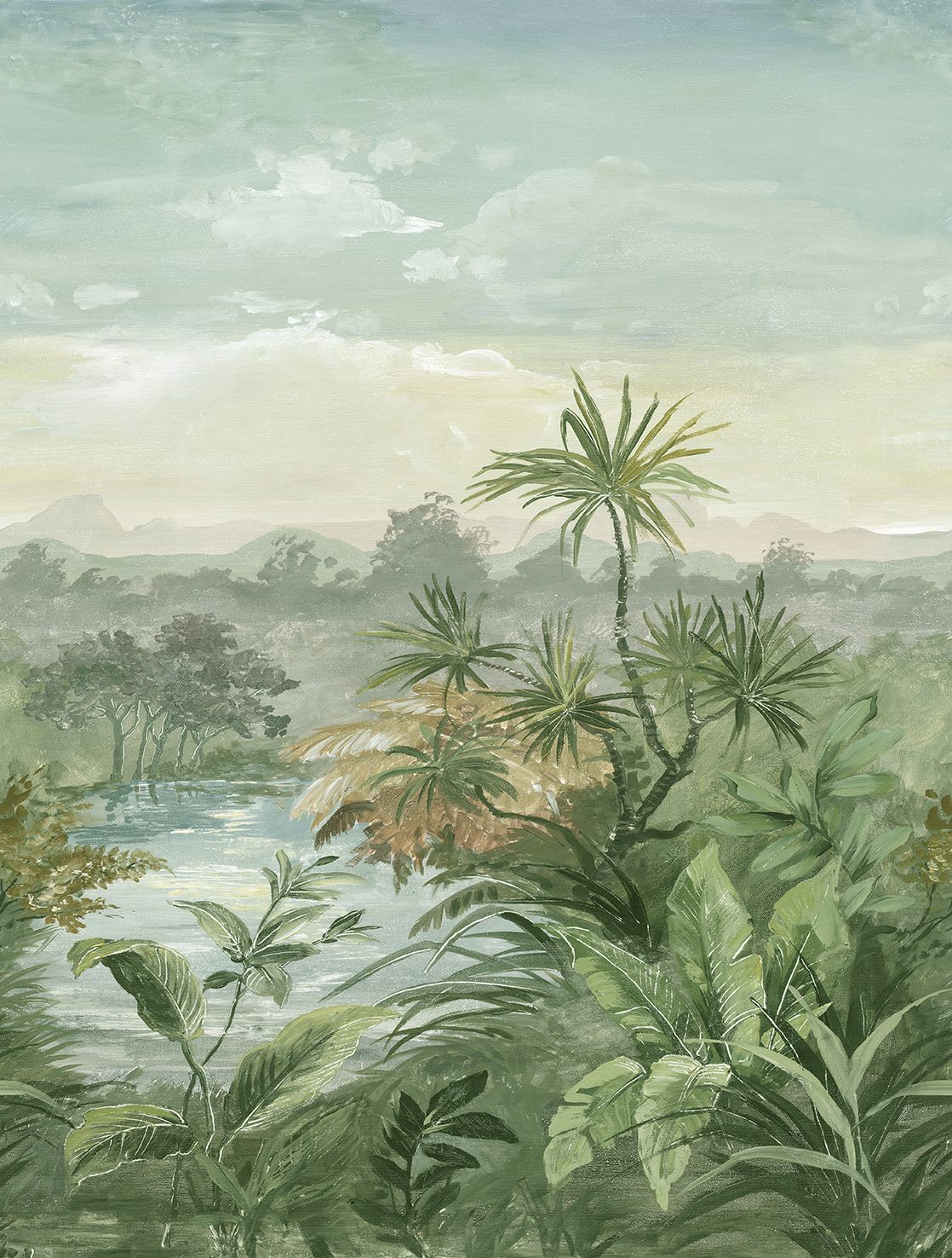 Poster-vliesbehang Feature W- Palm Lands green 212x280cm FW4028-3
