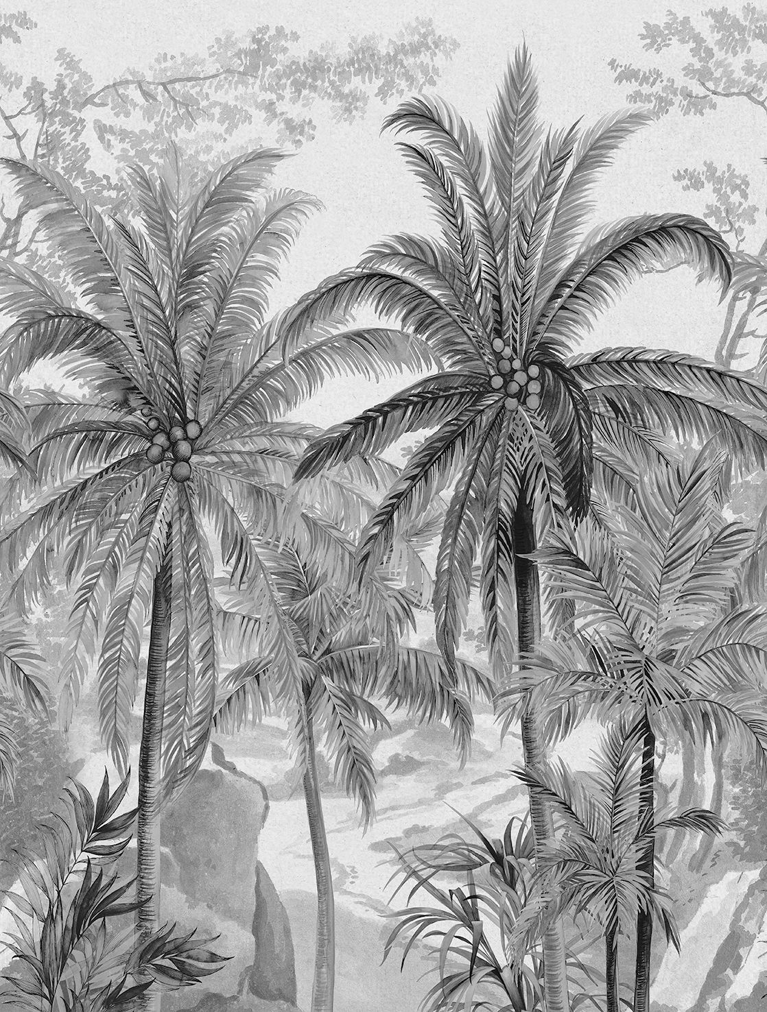 Poster-vliesbehang Feature W- Palms black 212x280cm FW4031-1