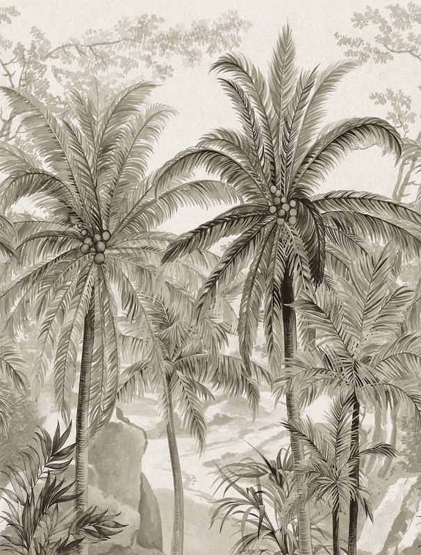 Poster-vliesbehang Feature W- Palms taupe 212x280cm FW4031-2