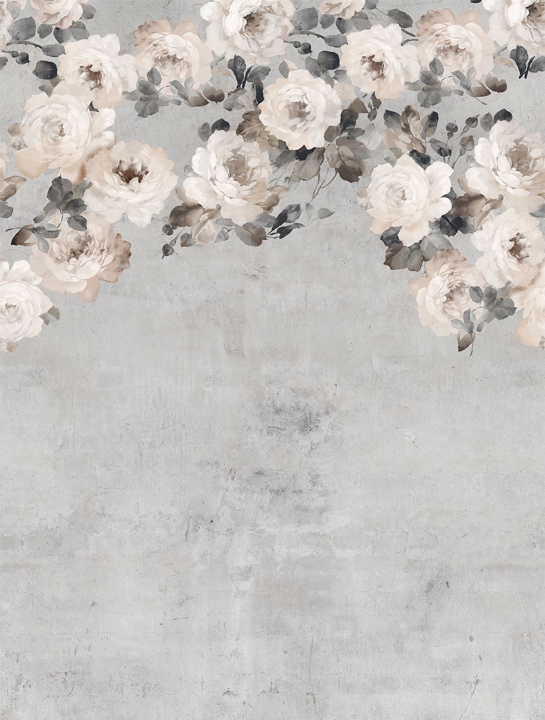 Poster-vliesbehang Feature W- Flowers grey 212x280cm FW4023-3