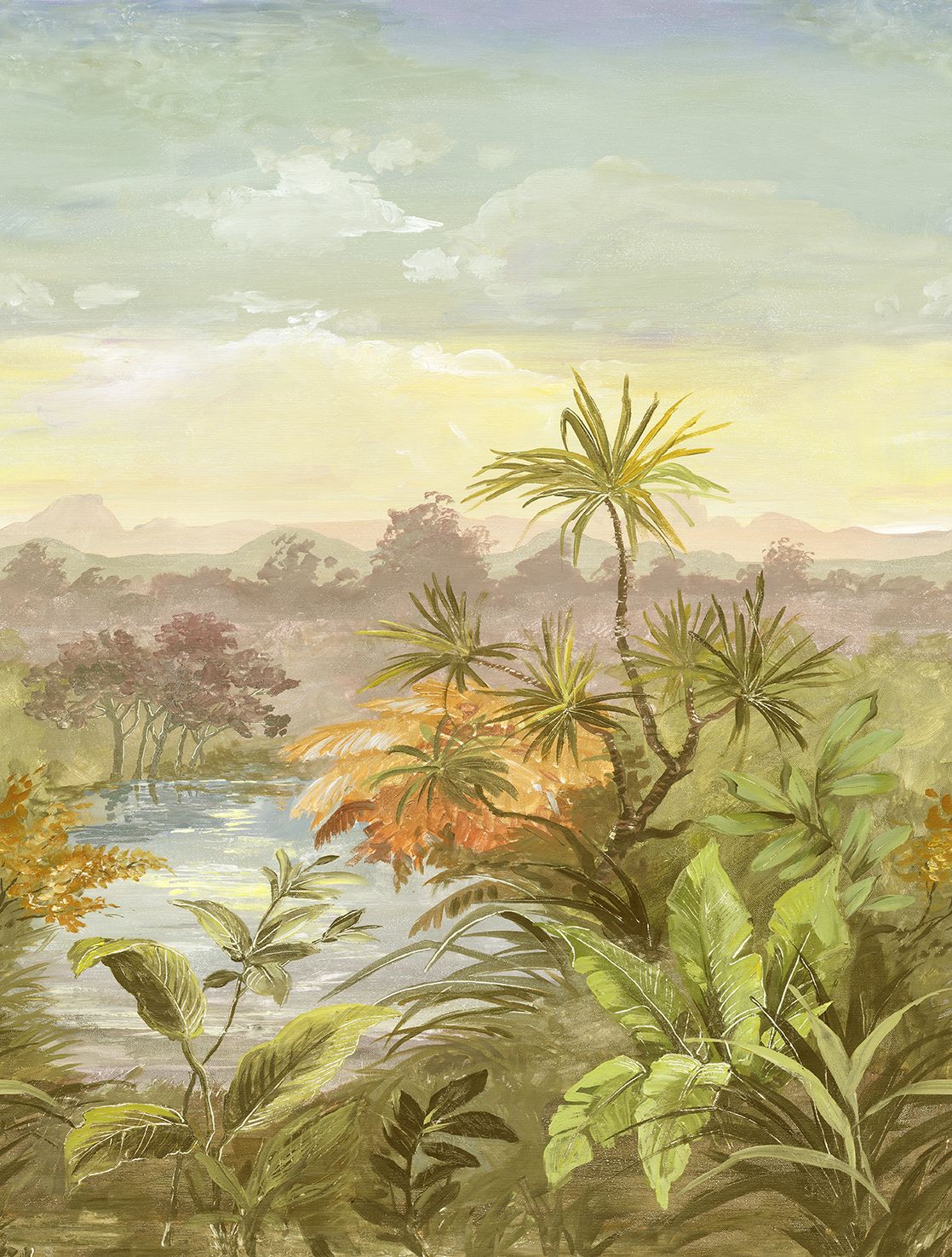 Poster-vliesbehang Feature W- Palm Lands green 212x280cm FW4028-2