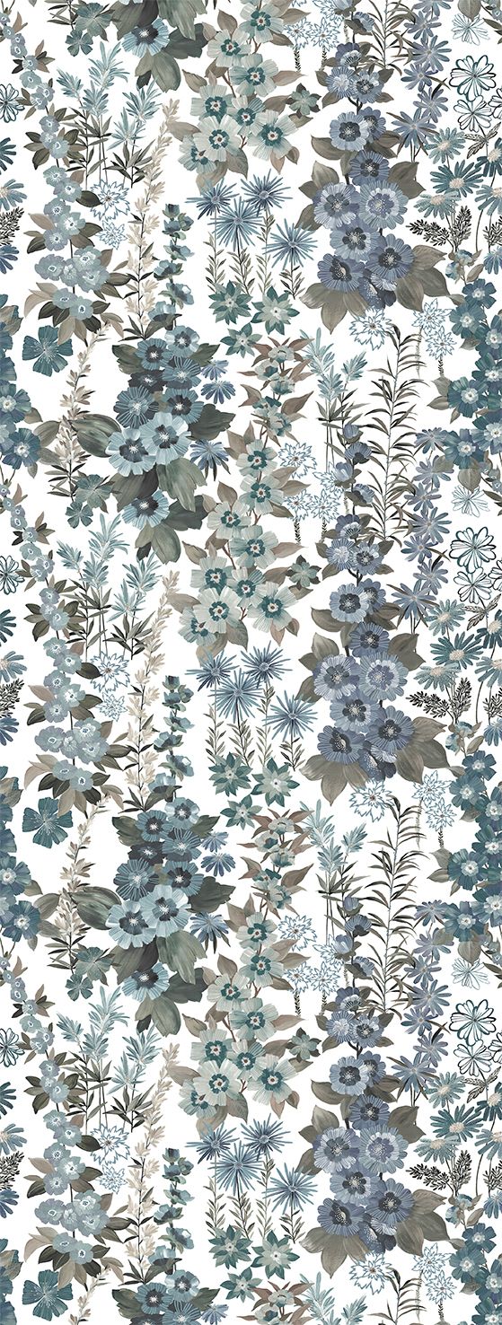 Poster-vliesbehang Feature W- Flora white blue 106x280cm FW4025-4