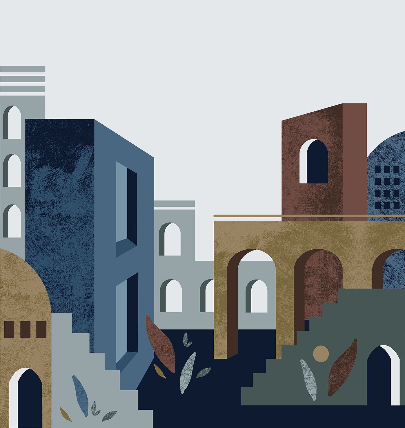 Poster-vliesbehang Feature W- Buildings blue 265x280cm FW4014-5