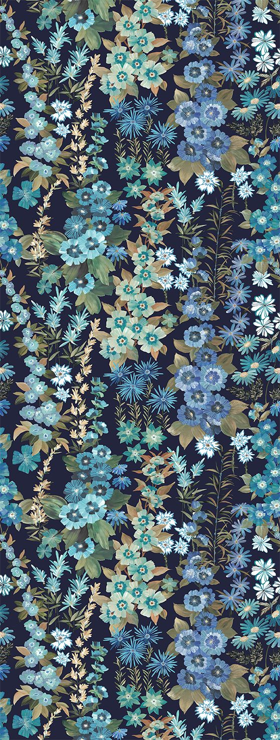Poster-vliesbehang Feature W- Flora blue 106x280cm FW4025-1