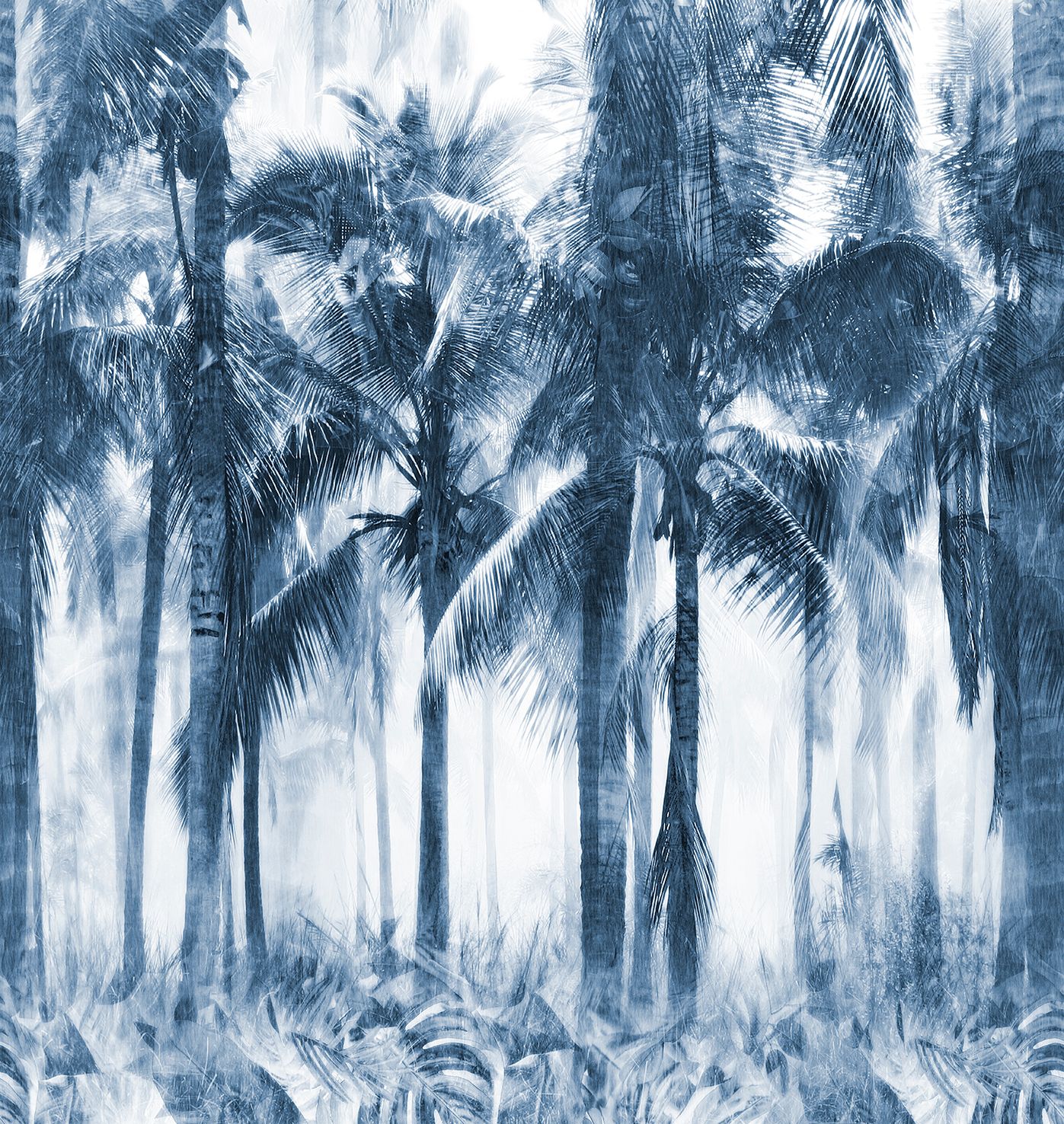 Poster-vliesbehang Feature W- Palm Forest blue 265x280cm FW4054-2