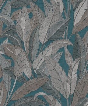 DWD Vliesbehang Renaissance 2 - embroidered leaves petrol blue