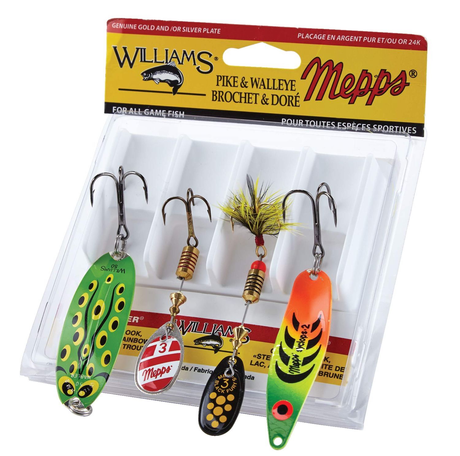 Mepps &amp; Williams Mixed Pike &amp; Walleye Lure Kit, 4-pk