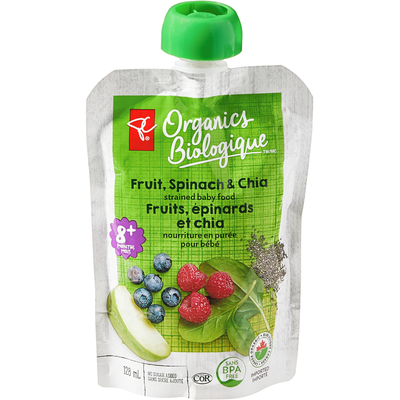 Fruit, Spinach, and Chia Strained Organic Baby Food