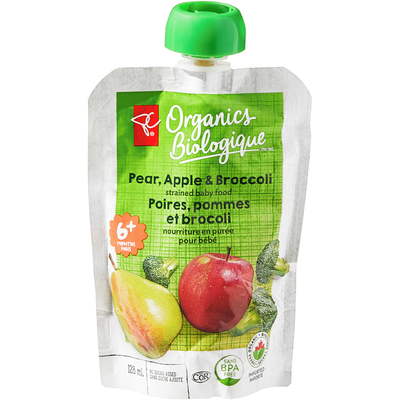 Pear, Apple, and Broccoli Strained Organic Baby Food