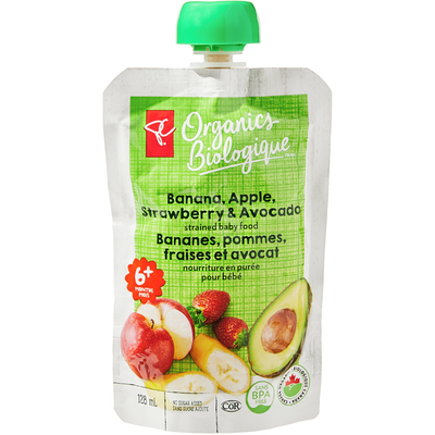 Organics Banana, Apple, Strawberry, and Avocado Strained Baby Food
