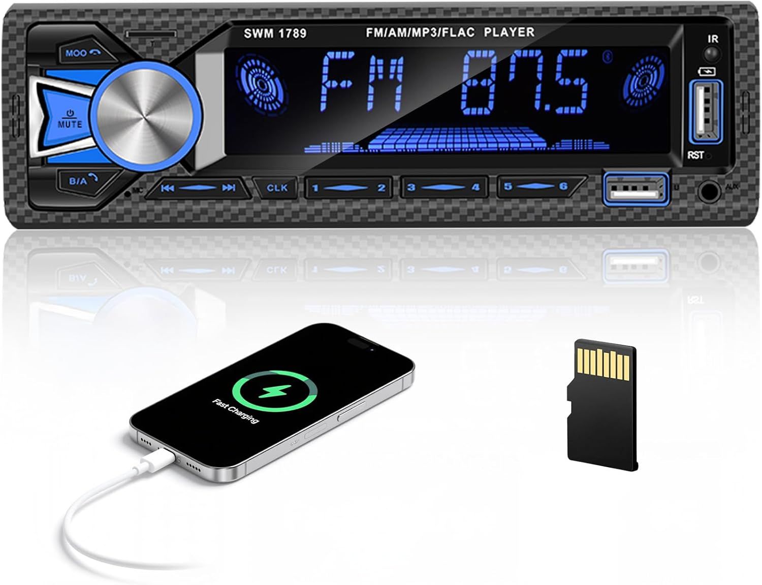Single Din Car Stereo with Dual Bluetooth