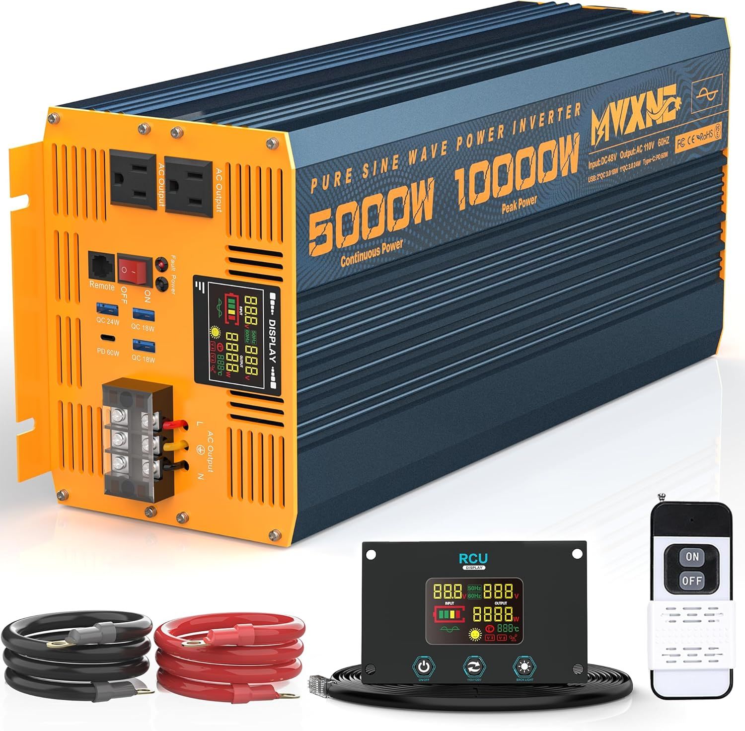 MWXNE 5000 Watt Power Inverter Pure Sine Wave 48V DC to 110V 120V