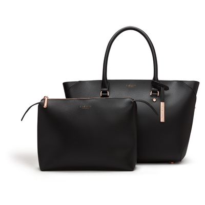 Black Vegan Leather Tote Bag
