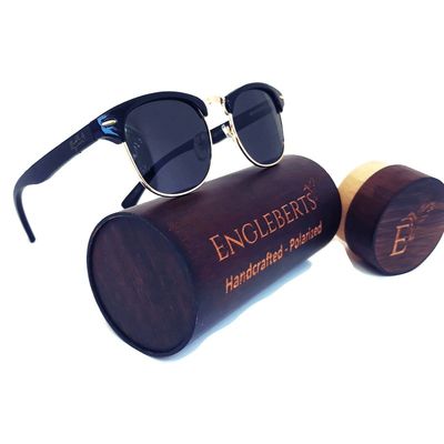 Polarized Midnight Black Bamboo Club Sunglasses with Case