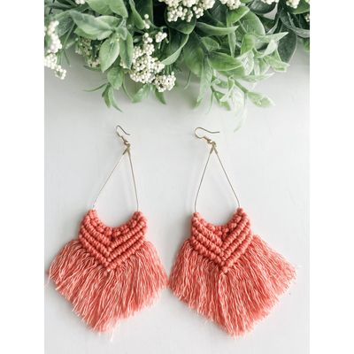 Coral Macrame Earrings