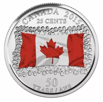 2015 Canada 25 Cent Canadian Flag