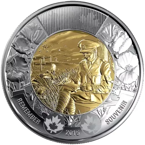 2015 Canada Toonie 100th Anniversary Of &quot;In Flanders Fields&quot;