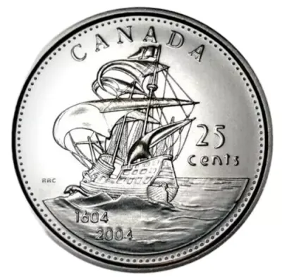 2004 Canada 25 Cent &quot;First Settlement 1604-2004 St-Croix Island&quot;