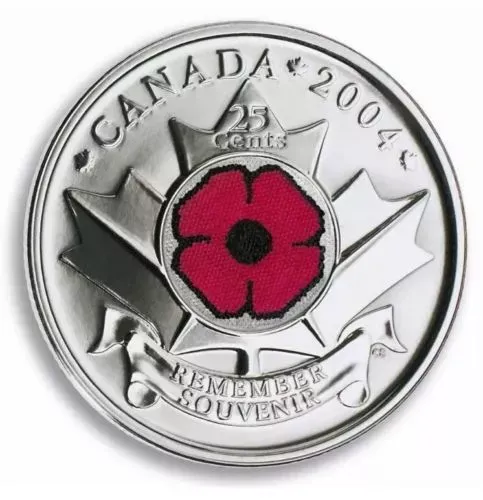 2004 Canada 25 Cent Remembrance Day Poppy