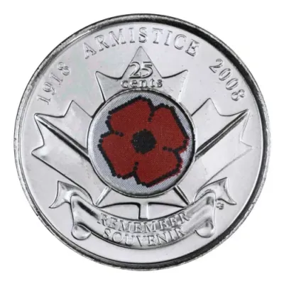 2008 Canada 25 Cent Remembrance Day Poppy