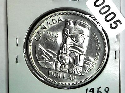 1958 Canada Silver Dollar &quot;Totem&quot;