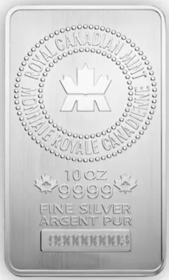 Canada RCM 10 Troy OZ Silver Bar