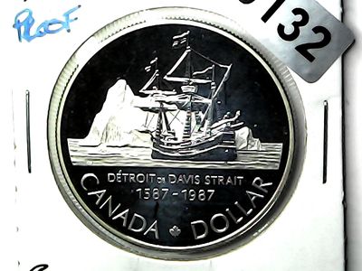 1987 Canada Silver Dollar &quot;Davis Strait Exploration&quot;  1587-1987