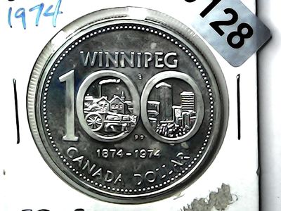 1974 Canada Silver Dollar &quot;Winnipeg&quot; 1874-1974