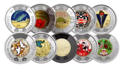 2017-2023 Canada Colored Toonie Set of 10