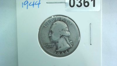 1944 US 25 Cent Washington Silver Quarter