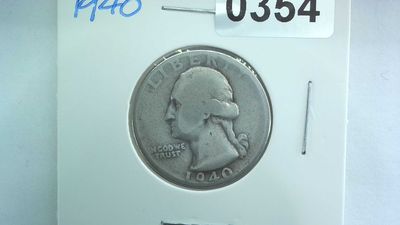 1940 US 25 Cent Washington Silver Quarter