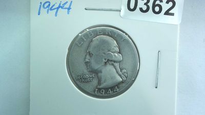 1944 US 25 Cent Washington Silver Quarter