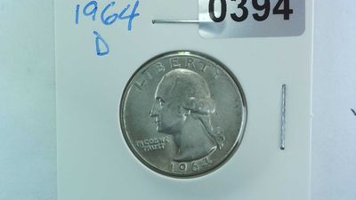 1964-D US 25 Cent Washington Silver Quarter