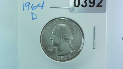 1964-D US 25 Cent Washington Silver Quarter