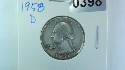 1958-D US 25 Cent Washington Silver Quarter