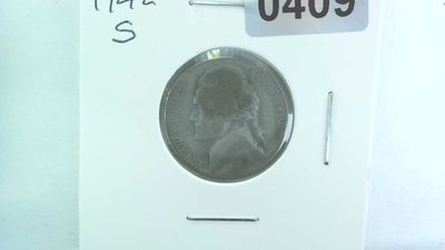 1942-S US 5 Cent Jefferson War Nickel 35% Silver