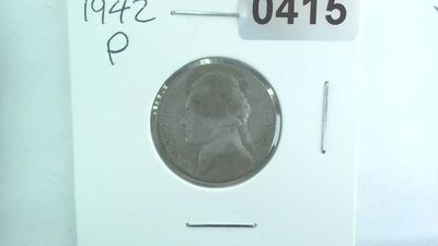 1942-P US 5 Cent Jefferson War Nickel 35% Silver