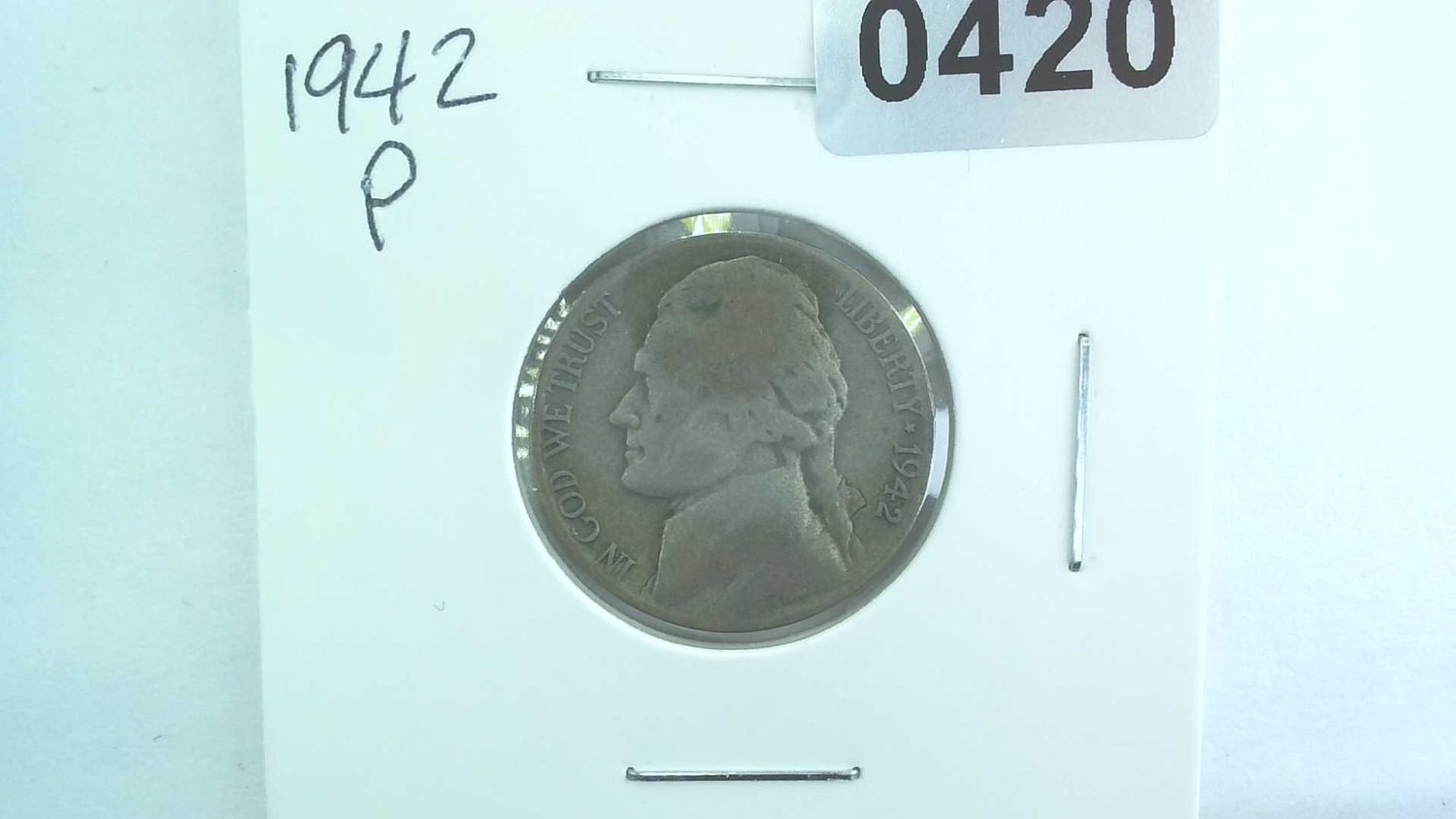 1942-P US 5 Cent Jefferson War Nickel 35% Silver