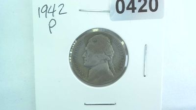 1942-P US 5 Cent Jefferson War Nickel 35% Silver