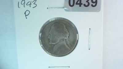 1943-P US 5 Cent Jefferson War Nickel 35% Silver