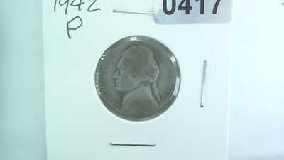 1942-P US 5 Cent Jefferson War Nickel 35% Silver