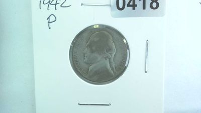 1942-P US 5 Cent Jefferson War Nickel 35% Silver