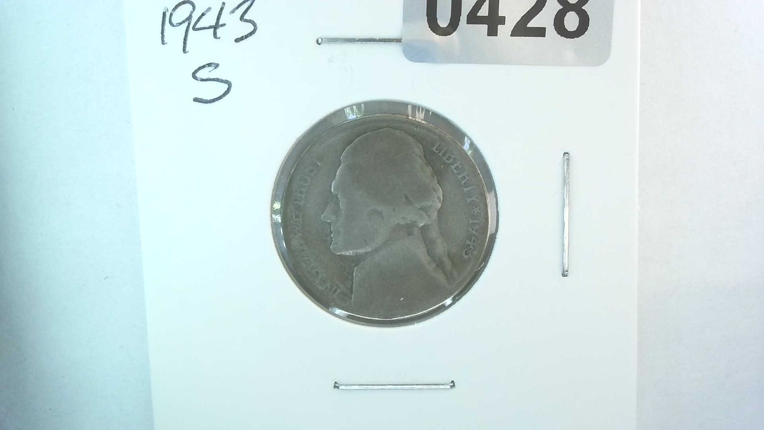 1943-S US 5 Cent Jefferson War Nickel 35% Silver