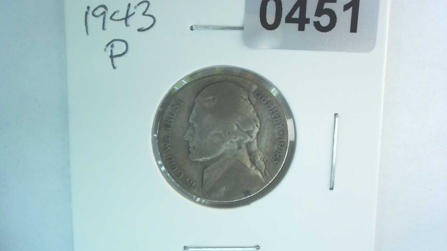 1943-P US 5 Cent Jefferson War Nickel 35% Silver