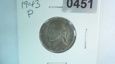 1943-P US 5 Cent Jefferson War Nickel 35% Silver