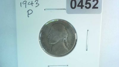 1943-P US 5 Cent Jefferson War Nickel 35% Silver