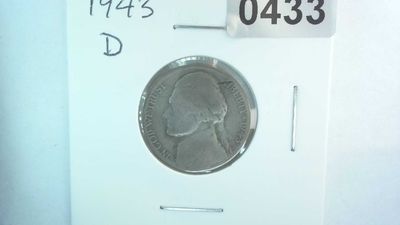 1943-D US 5 Cent Jefferson War Nickel 35% Silver