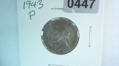 1943-P US 5 Cent Jefferson War Nickel 35% Silver