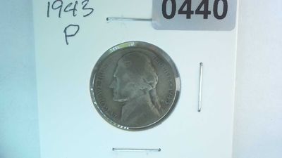 1943-P US 5 Cent Jefferson War Nickel 35% Silver