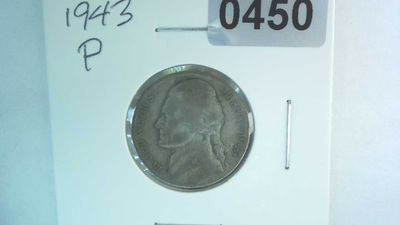 1943-P US 5 Cent Jefferson War Nickel 35% Silver